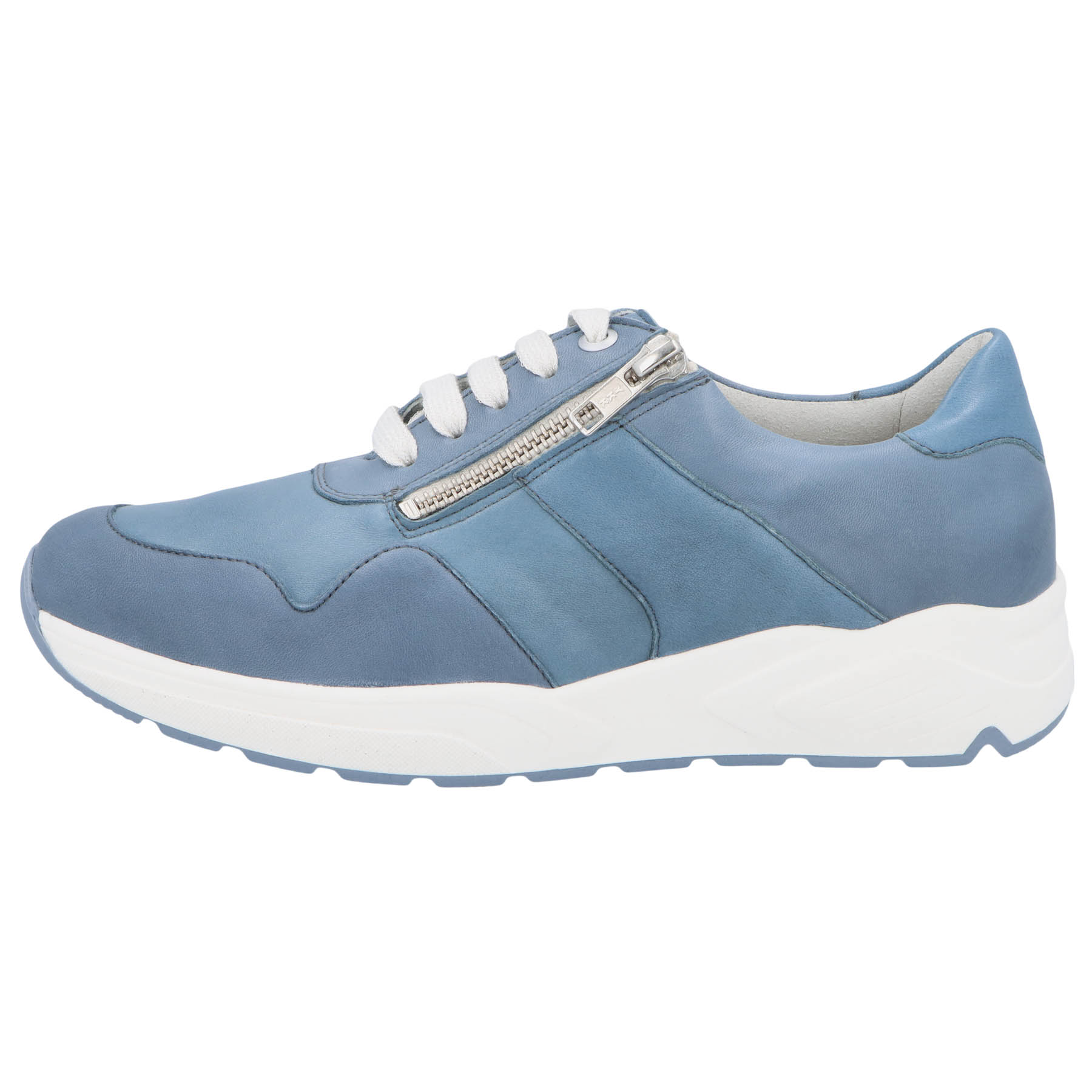 blaue halbschuh seitenansicht links