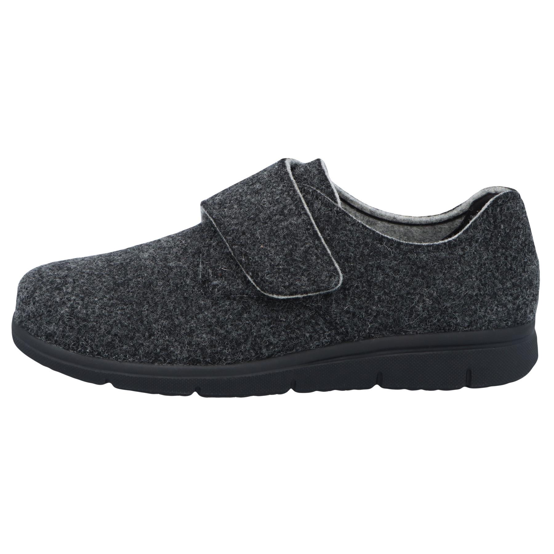 graue hausschuhe seitenansicht links