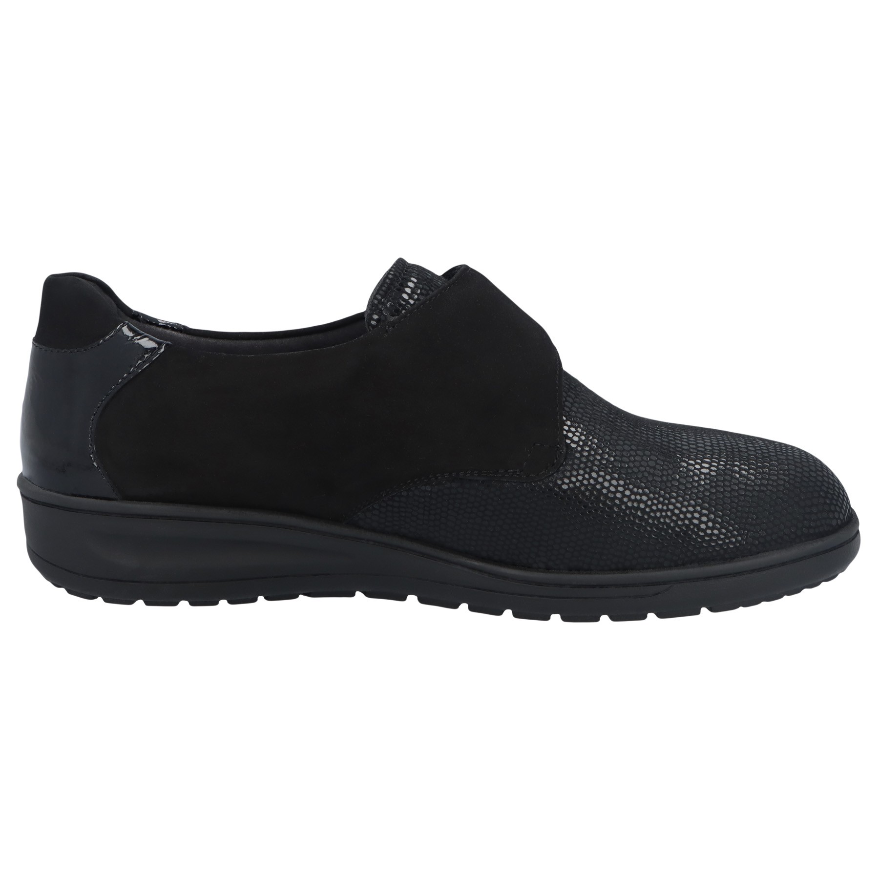 schwarze slipper seitenansicht rechts
